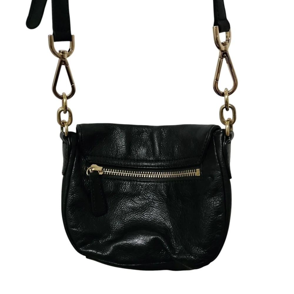 J.Crew Black Leather Saddle CrossBody Bag